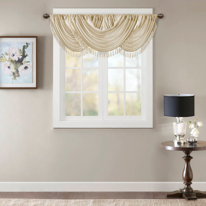 Elena - Waterfall Embellished Valance - Champagne - Simple Home Plus