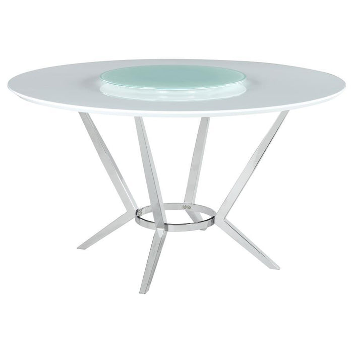 Abby - 5 Piece Round Dining Table Set - White High Gloss - Simple Home Plus