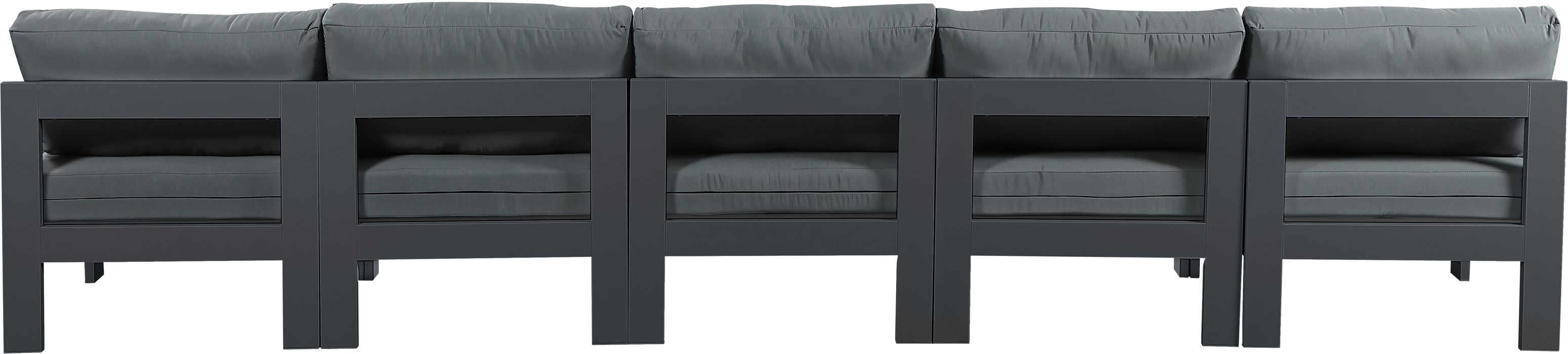 Nizuc - Outdoor Patio 5 Seat Modular Armless Sofa With Gray Frame - Simple Home Plus