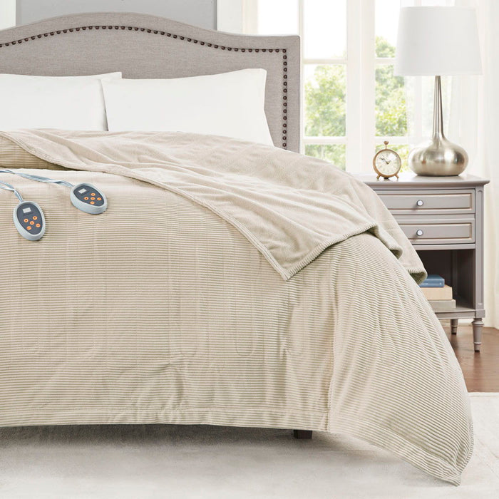 Electric Micro Fleece - Queen Heated Blanket - Beige - Simple Home Plus