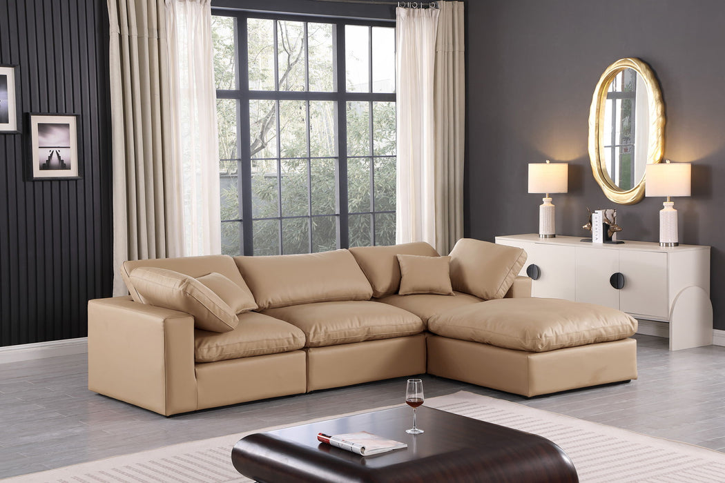 Comfy - 4 Piece Faux Leather Modular Sectional With Chaise - Tan - Simple Home Plus