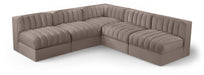 Rummi - Armless Velvet Performance Fabric Upholstered 5 Piece Modular Sectional - Simple Home Plus