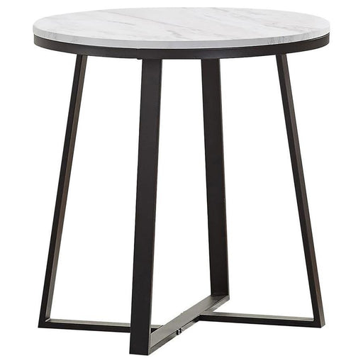 Hugo - Round Faux Marble End Table - White And Matte Black - Simple Home Plus