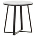 Hugo - Round Faux Marble End Table - White And Matte Black - Simple Home Plus