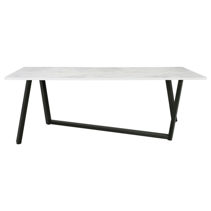 Mayer - Rectangular Faux Marble Dining Table - White - Simple Home Plus