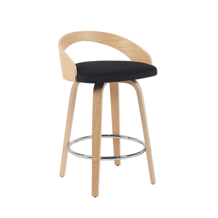 Sonia - Modern Swivel Counter Height Bar Stool - Patterned Oak Wood Finish - Simple Home Plus