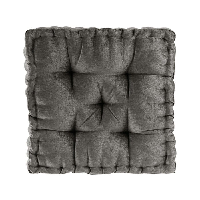 Azza - Poly Chenille Square Floor Pillow Cushion Compress Pack - Charcoal