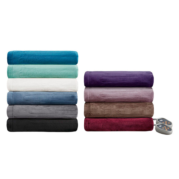 Heated Plush - Queen Blanket - Gray - Simple Home Plus