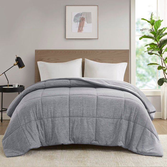 Comfort Cool Jersey Knit - Oversized Down Alternative Queen Comforter - Gray - Simple Home Plus
