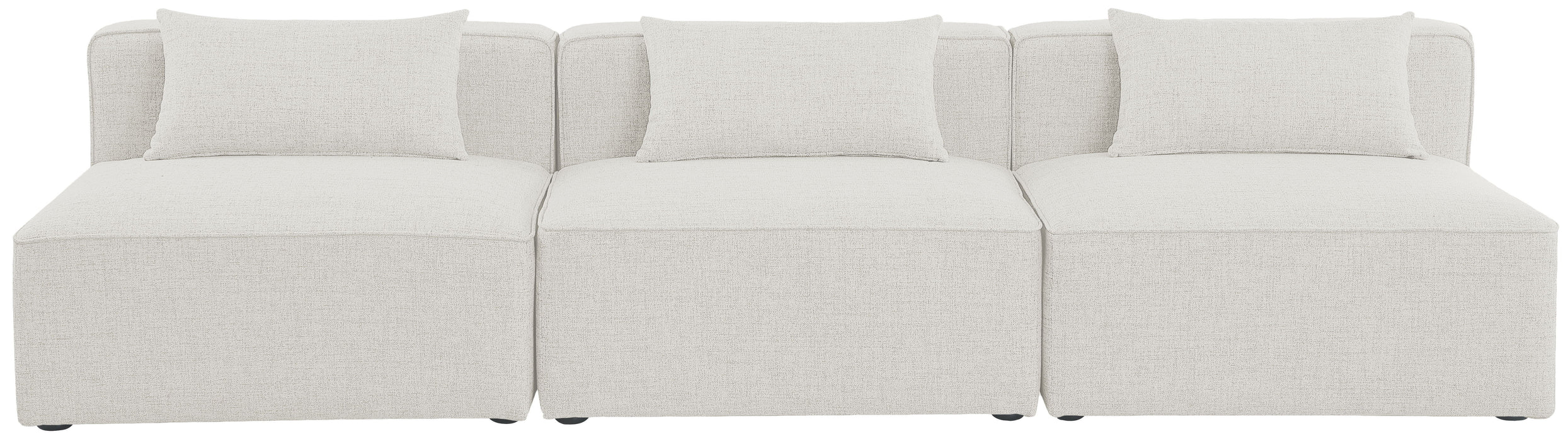 Cube - Linen Modular 3 Seat Armless Sofa - Simple Home Plus