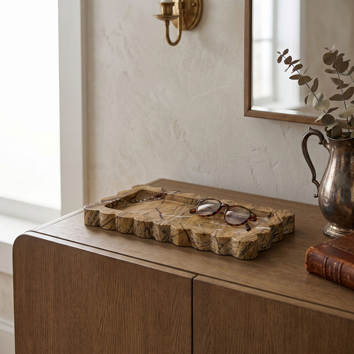 Josie - Genuine Marble Tray - Brown - Simple Home Plus