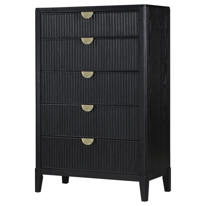 Brookmead - 5-Drawer Bedroom Chest - Black - Simple Home Plus