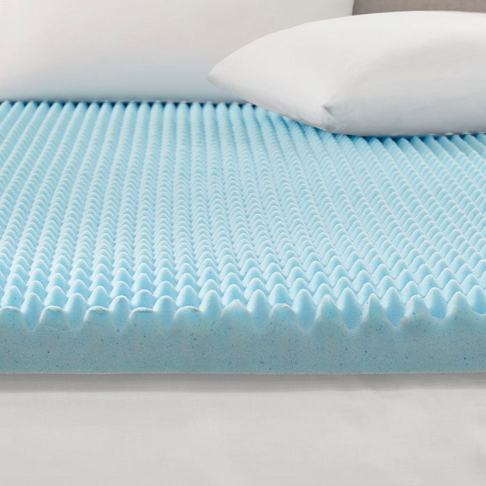 Full Gel Memory Foam Hypoallergenic Cooling Mattress Topper - Blue - Simple Home Plus