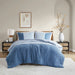 Miro - Twin/Twin Long Soft Washed Block Comforter Set - Blue - Simple Home Plus