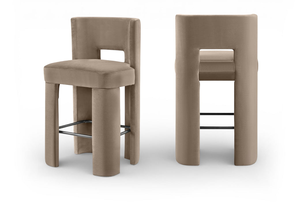 Zuno - Velvet Performance Fabric Upholstered Bar Stool (Set of 2) - Simple Home Plus