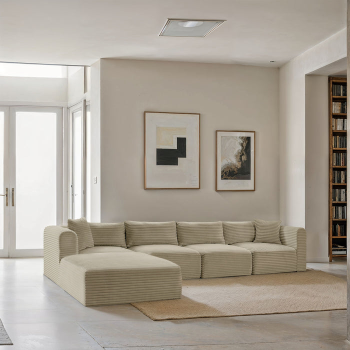 Shaggy - 5 Piece Modular Sectional With Ottoman - Simple Home Plus