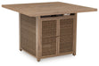 Walton Bridge - 5 Pc. - Square Bar Table W/Fire Pit, 4 Barstools - Driftwood - Simple Home Plus