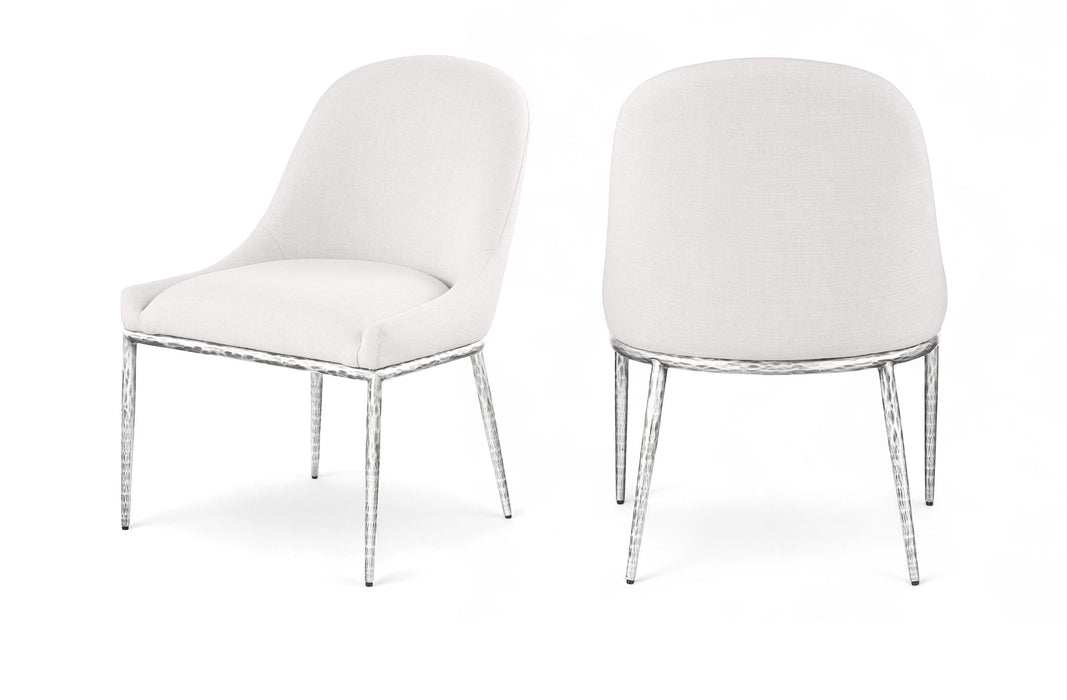 Ferro - Upholstered Dining Side Chair With Brushed Silver Legs - Simple Home Plus