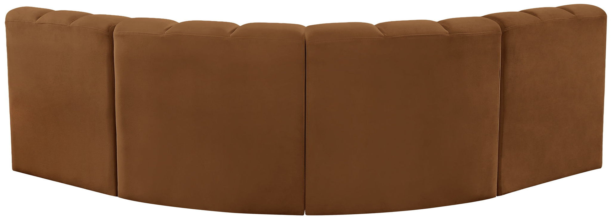 Arc - Velvet 4 Piece Corner Modular Sofa - Saddle - Simple Home Plus