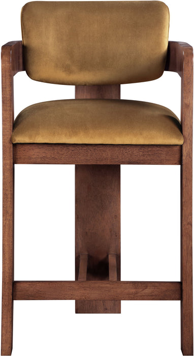 Sacha - Velvet Stool With Brown Base - Simple Home Plus