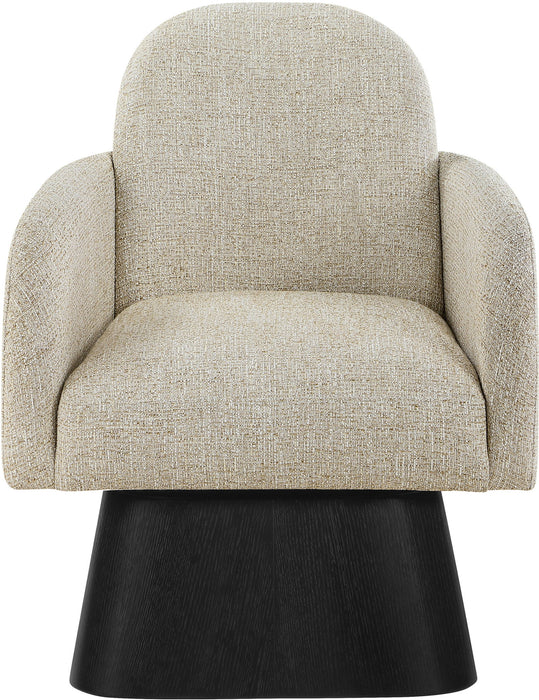 Marlowe - Linen Textured Fabric Upholstered Swivel Accent Chair - Stained Black - Simple Home Plus