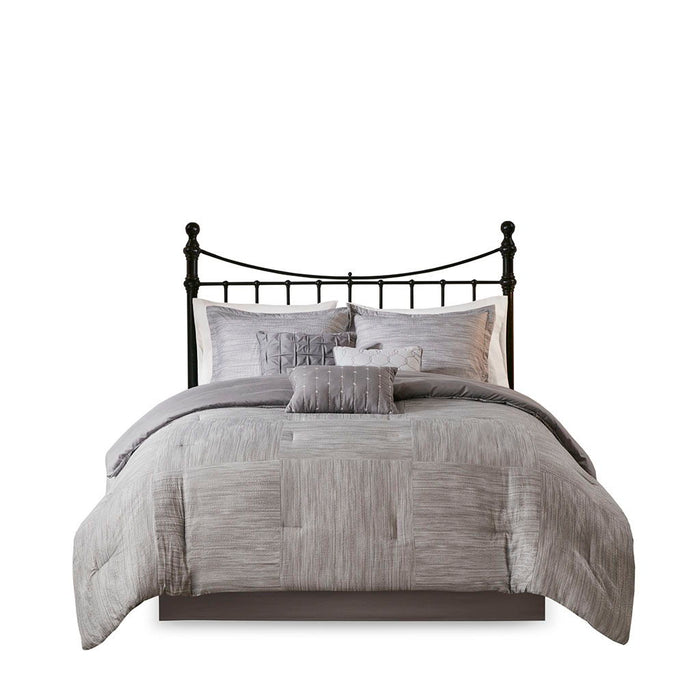 Walter - California King 7 Piece Printed Comforter Set - Gray - Simple Home Plus