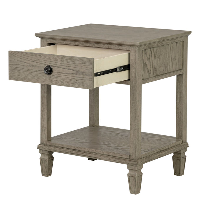 Victoria - One-Drawer Bedside Table With Shelf - Reclaimed Gray - Simple Home Plus