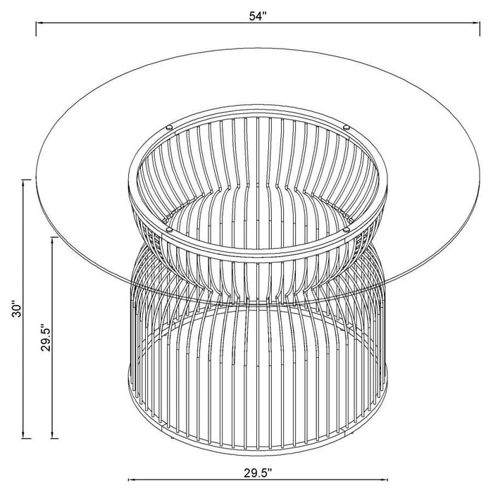 Granvia - Round Glass Top Metal Dining Table - Gunmetal - Simple Home Plus