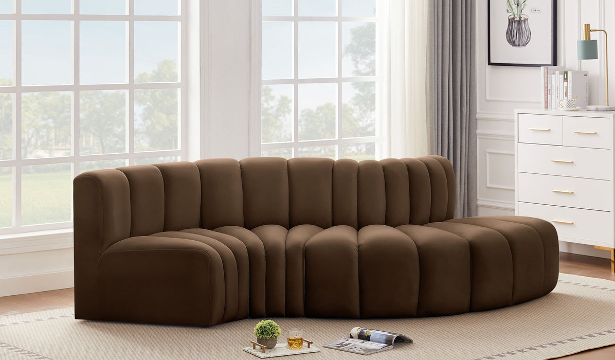 Arc - Velvet 4 Piece L-Shaped Modular Sofa - Simple Home Plus
