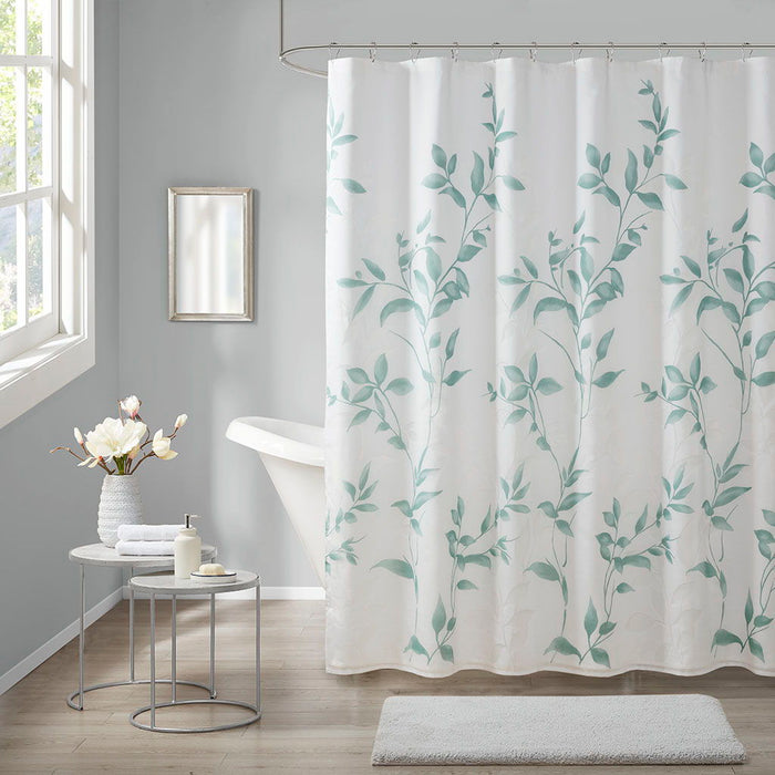 Cecily - Burnout Printed Shower Curtain - Seafoam - Simple Home Plus