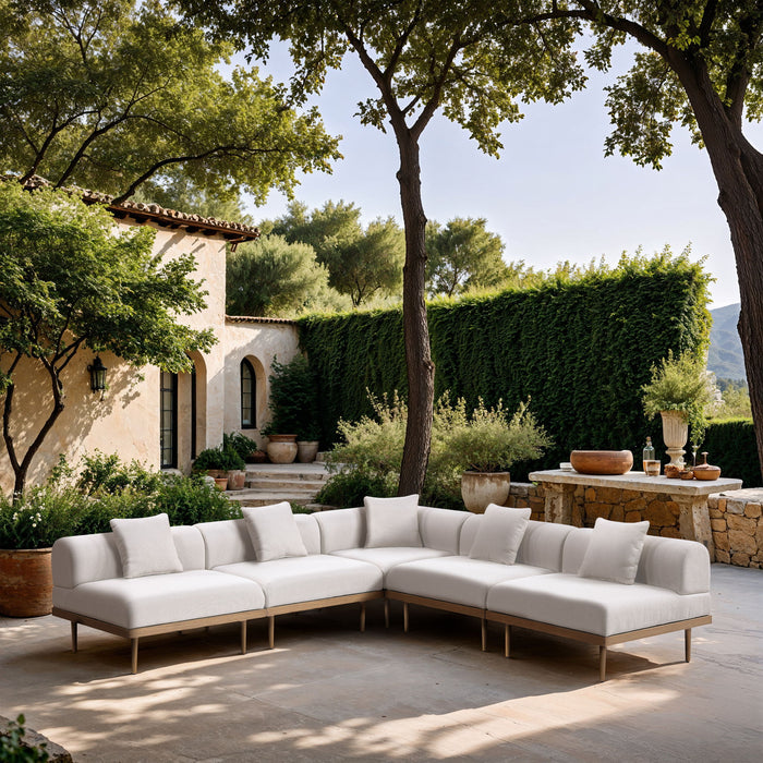 Laguna - 5 Piece 106.5" Upholstered Outdoor Patio Modular Sectional - Simple Home Plus
