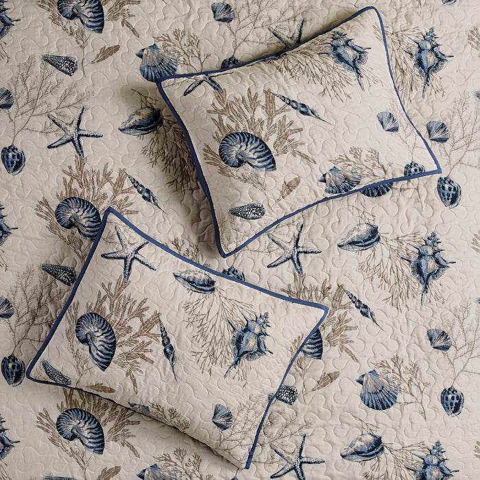 Bayside - Reversible Coverlet Set Microfiber - Blue - Simple Home Plus