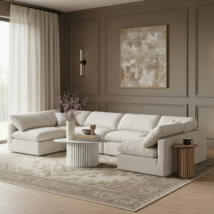 Indulge - Linen 6 Piece Modular U-Shaped Sectional - Simple Home Plus