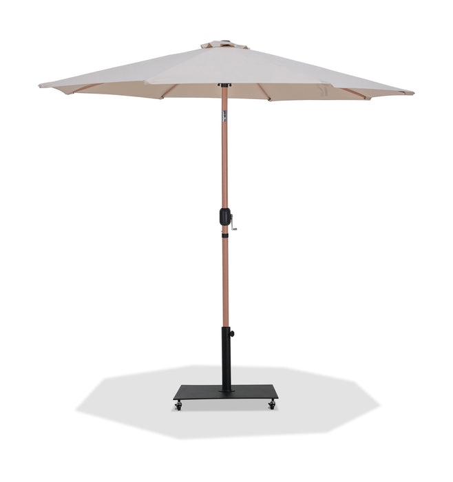 Fiji - Aluminum Patio Umbrella With Square Black And Teak Base - Simple Home Plus