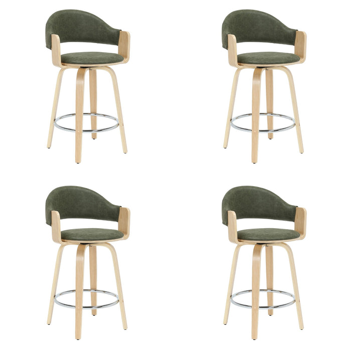 Daxton - Swivel Counter Height Round Back Wood Bar Stool With Faux Leather Seat
