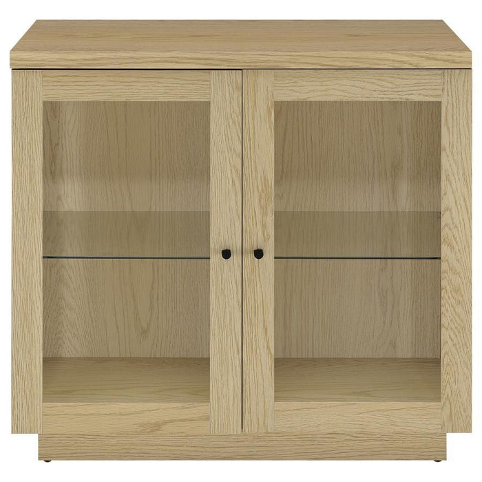 Tilbury - 2-Door Glass Front Accent Display Cabinet - Light Oak - Simple Home Plus