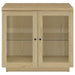 Tilbury - 2-Door Glass Front Accent Display Cabinet - Light Oak - Simple Home Plus