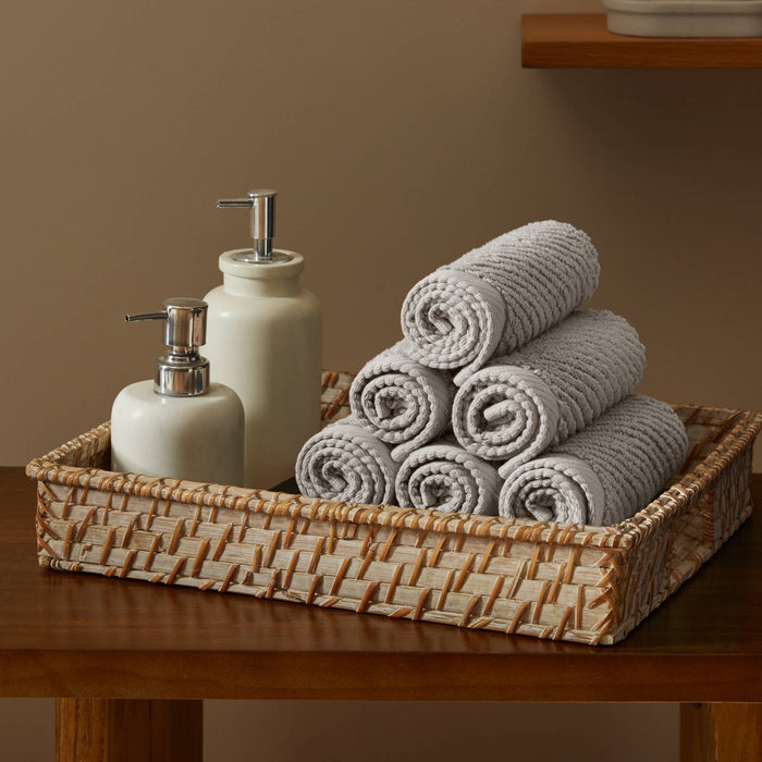 Diagonal Ribbed - 6 Piece Washcloths Set - Gray - Simple Home Plus