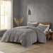 Blair - Ruched Fur Down Alternative King Comforter Set - Gray - Simple Home Plus