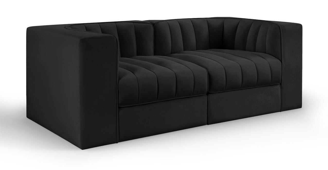 Rummi - Velvet Performance Fabric Upholstered 2 Piece Modular Loveseat - Simple Home Plus