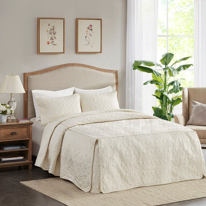 Quebec - Queen Fitted Bedspread (Set of 3) - Cream - Simple Home Plus