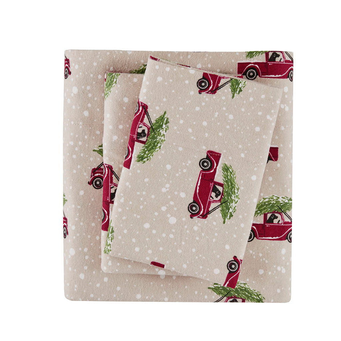 Flannel - King Sheet Set - Tan Cars - Simple Home Plus