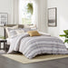 Oasis - Oversized Chenille Jacquard Striped Comforter Set With Euro Shams and Throw Pillows - Gray - Simple Home Plus