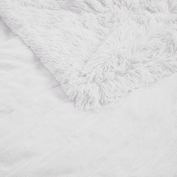 Malea - Shaggy Heated Throw - White - Simple Home Plus