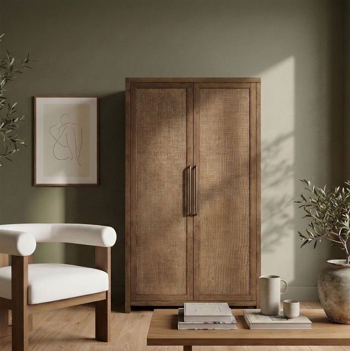 Vana - Solid Wood, Oak Veneer And Stainless Steel Storage Cabinet - Simple Home Plus