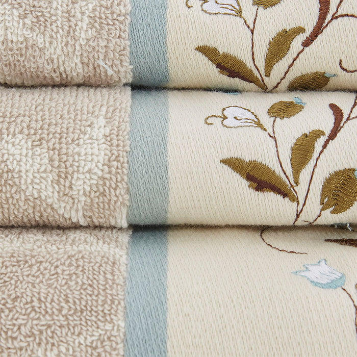 Serene - Jacquard 6 Piece Towel Set - Blue - Simple Home Plus