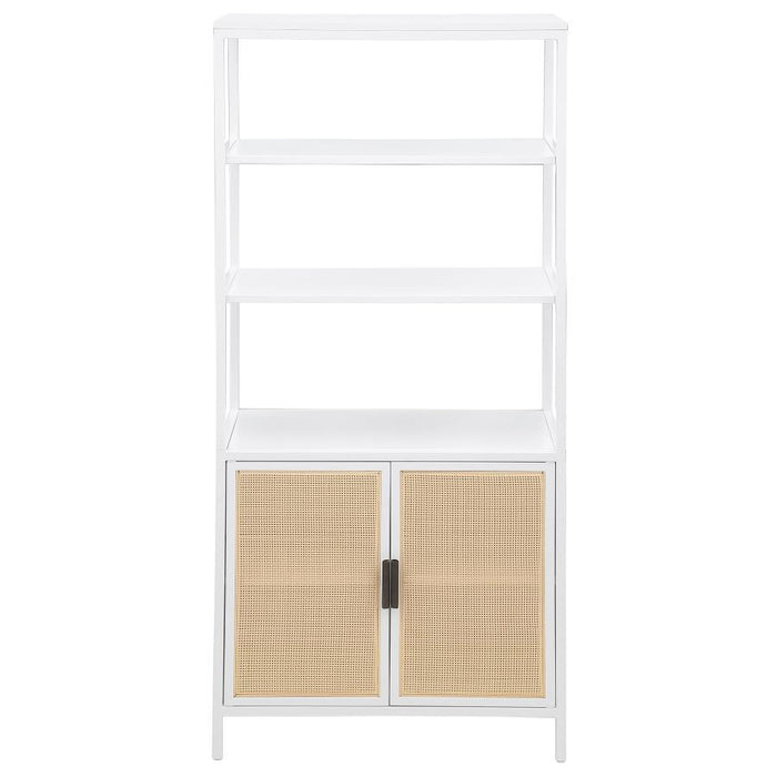 Amherst - 3-Shelf Radio Weave Cane Metal Accent Cabinet - Simple Home Plus