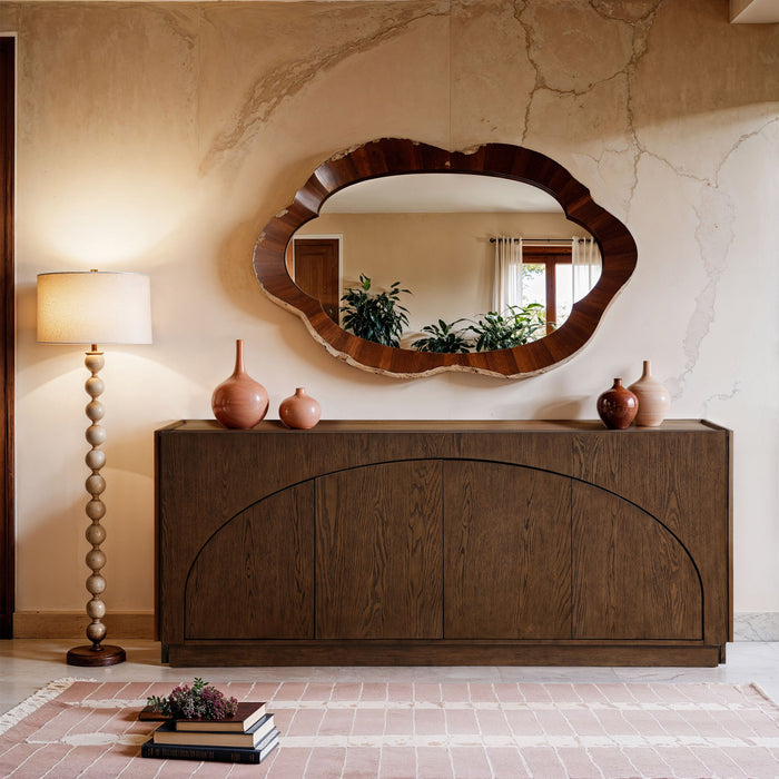 Everson - Oak Veneer And Solid Wood Sideboard/Buffet - Brown - Simple Home Plus