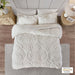 Viola - King 3 Piece Tufted Damask Duvet Cover Set - Off White - Simple Home Plus