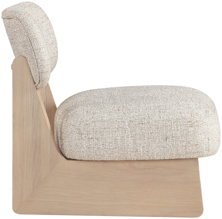 Vetra - Linen Textured Fabric Upholstered Accent Chair With Natural Base - Simple Home Plus